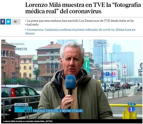 El reportero de TVE Lorenzo Milá hablando sobre la situación del coronavirus